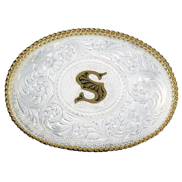 MONTANA SILVERSMITHS INITIAL S SILVER  TWO TONED - ACC BUCKLE  - 700S