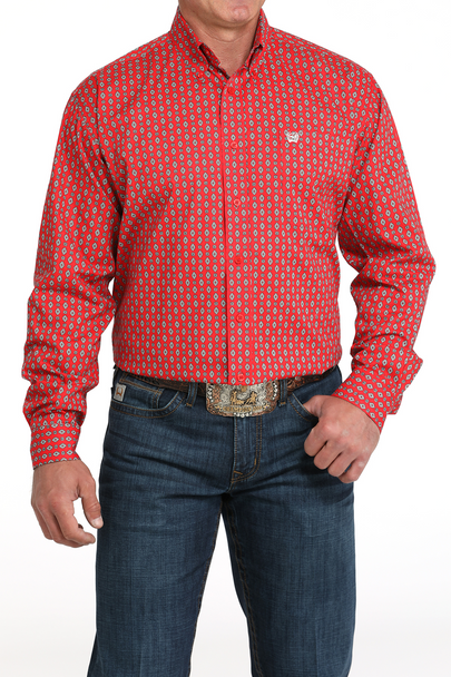 CINCH RED STRETCH DIAMOND PRINT - MENS SHIRT  - MTW1105994