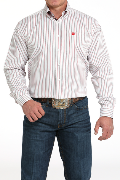 CINCH WHITE STRIPED PRINT - MENS SHIRT  - MTW1105995