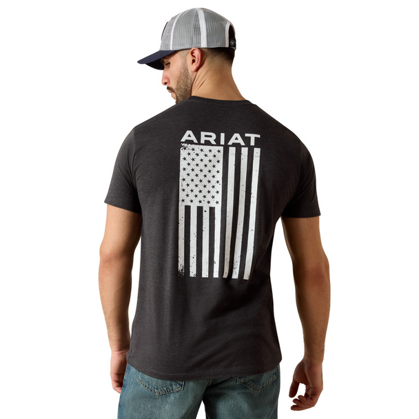 ARIAT FREEDOM FLAG CHARCOAL - MENS TEE COR - 10025209