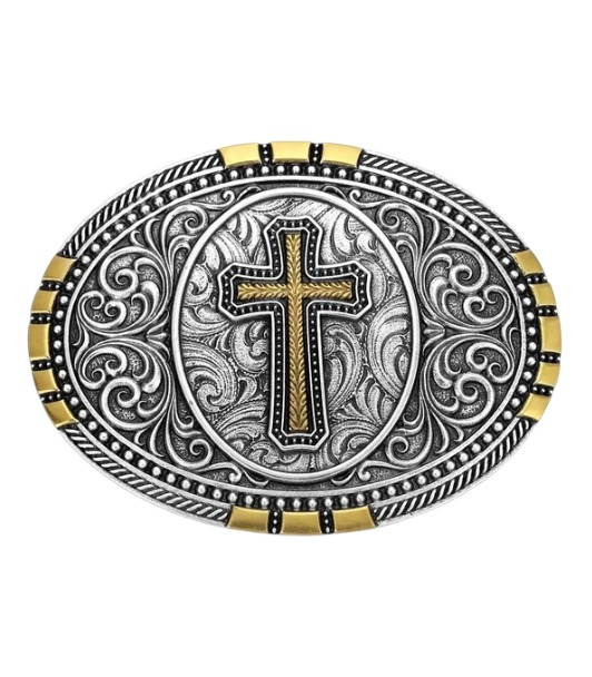 ATTITUDE BY MONTANA SILVERSMITHS ESTABLISHED FAITH CROSS - ACC BUCKLE  - A1073P