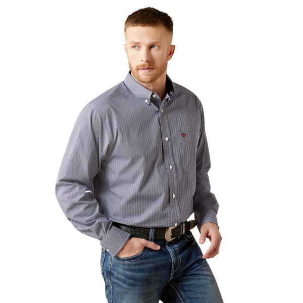 ARIAT NAVY WRINKLE FREE BOWEN PRINT - MENS SHIRT  - 10065806