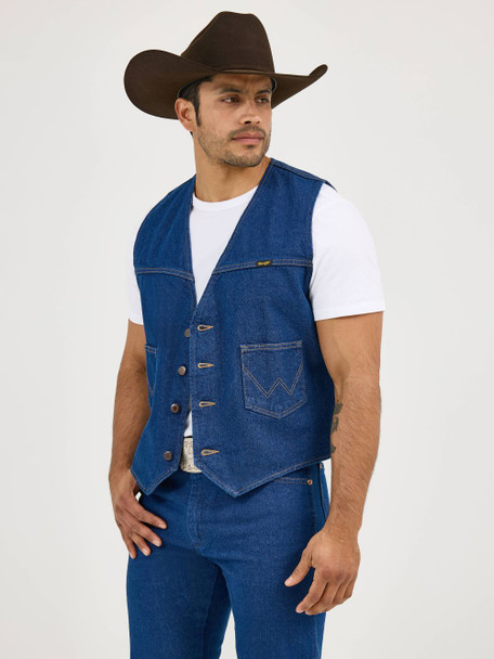 WRANGLER UNLINED DENIM VEST - MENS JACKET  - 74130PW