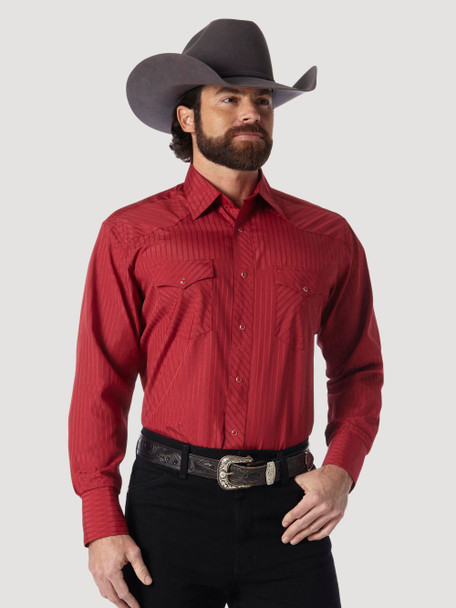 WRANGLER SPORT WESTERN SNAP WINE - MENS SHIRT  - 75740WN
