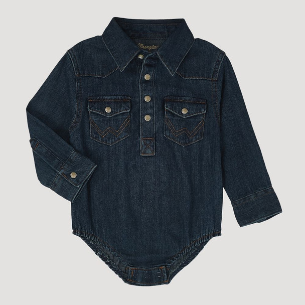 WRANGLER BABY DENIM BODYSUIT ONESIE - KIDS BOYS SHIRT - PQ4165D