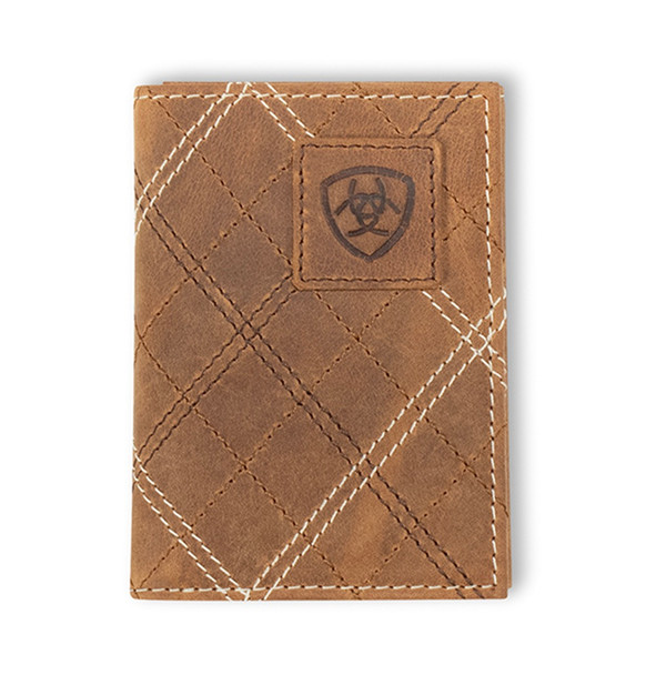 ARIAT TRIFOLD CROSS STITCH PATCH TAN - ACCESSORIES WALLET  - A3563044