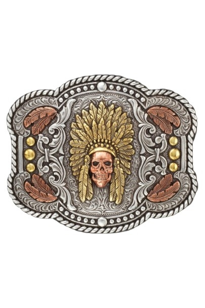 NOCONA ROPE EDGE FEATHER SKULL CHIEF - ACC BUCKLE  - 37600