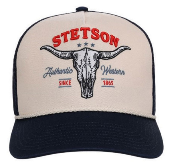 STETSON LONGHORN EMBROIDERED NAVY - HATS CAP  - 07-077-0102-0144NA
