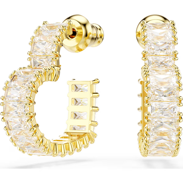 SWAROVSKI MATRIX HOOP HEART GOLD TONE - ACCESSORIES JEWELRY EARRINGS - 5701599