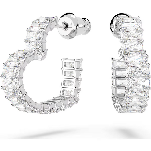 SWAROVSKI MATRIX HOOP HEART WHITE - ACCESSORIES JEWELRY EARRINGS - 5689693