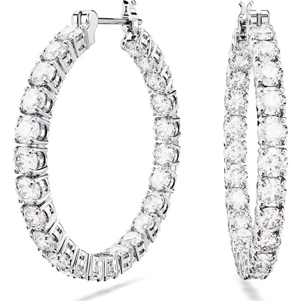 SWAROVSKI MATRIX HOOP ROUND CUT WHITE - ACCESSORIES JEWELRY EARRINGS - 5689692