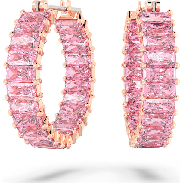 SWAROVSKI MATRIX HOOP BAGUETTE PINK - ACCESSORIES JEWELRY EARRINGS - 5689697