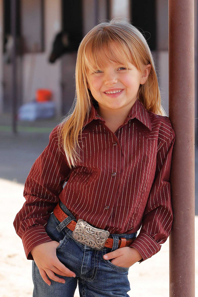 CRUEL GIRL BURGUNDY LUREX STRIPE - KIDS GIRLS SHIRT - CTW3390003