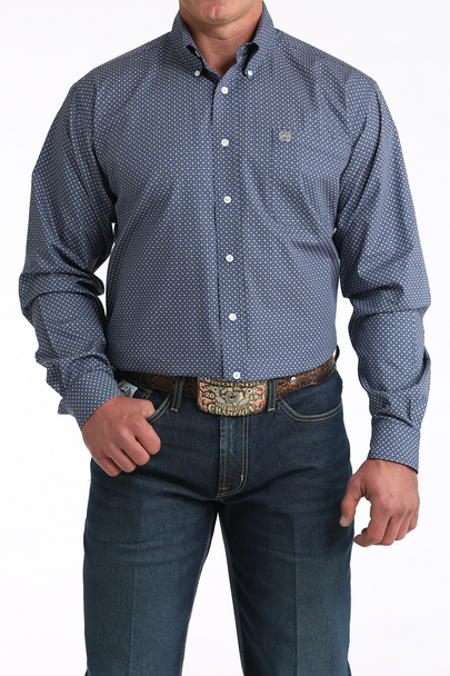 CINCH ROYAL BLUE GEOMETRIC PRINT - MENS SHIRT  - MTW1106012