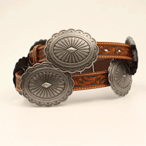 ARIAT OVAL FLORAL SILVER CONCHOS - ACCESSORIES BELT LADIES - A1530508
