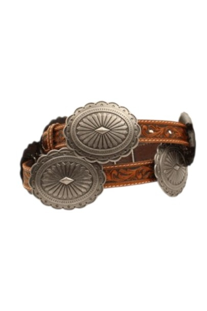 ARIAT OVAL FLORAL SILVER CONCHOS - ACCESSORIES BELT LADIES - A1530508