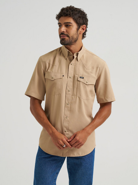 WRANGLER PERFORMANCE TRAVERTINE SOLID - MENS SHIRT  - 112375133