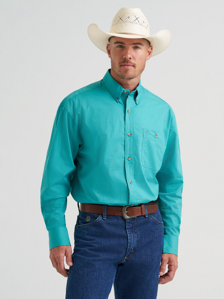 WRANGLER GEORGE STRAIT TEAL SOLID - MENS SHIRT  - 112374595