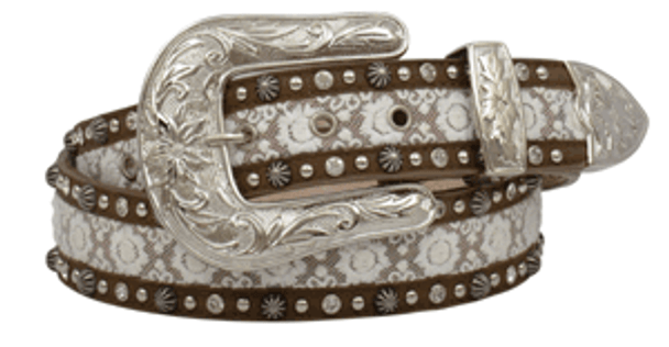 3-D BELT WHITE LACE INLAY STONES - ACCESSORIES BELT LADIES - DA3502