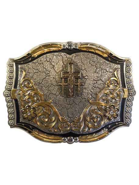 MONTANA SILVERSMITHS TRIPLE CROSS CRACKED EARTH - ACC BUCKLE  - 43810-855