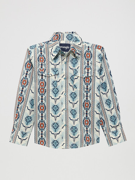 WRANGLER CHECOTAH GREY MULTI PRINT - KIDS BOYS SHIRT - 112374918