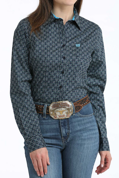 CINCH NAVY GEOMETRIC PRINT - LADIES SHIRT  - MSW9164261
