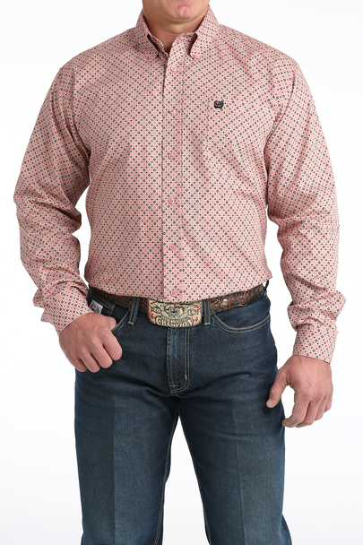 CINCH PINK GEOMETRIC PRINT - MENS SHIRT  - MTW1106014