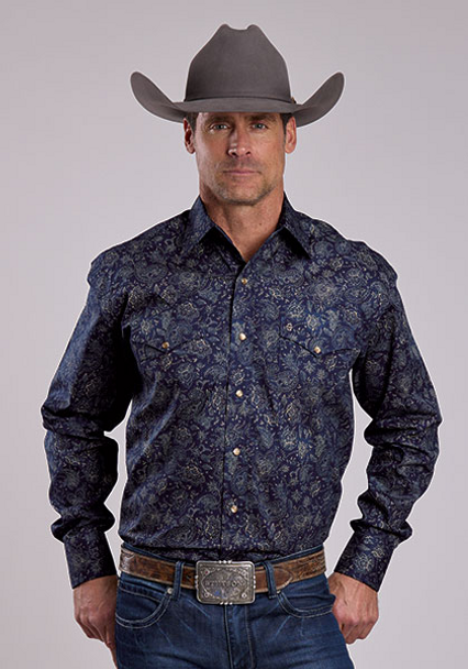 STETSON MIDNIGHT SKY PAISLEY SNAP - MENS SHIRT  - 11-001-0425-1071 BU