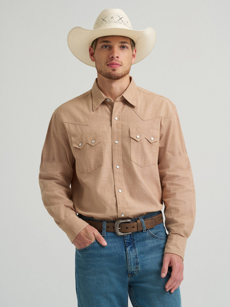 WRANGLER CODY JOHNSON BROWN SNAP - MENS SHIRT  - 112374497