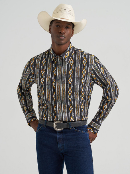 WRANGLER CHECOTAH CROW BLACK PRINT - MENS SHIRT  - 112374910