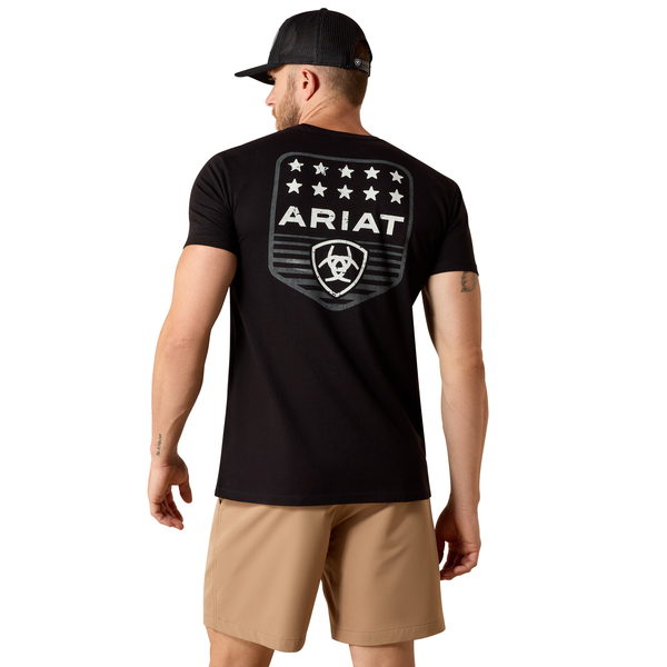 ARIAT STRIPE PATRIOTIC BADGE BLACK - MENS TEE  - 10073966