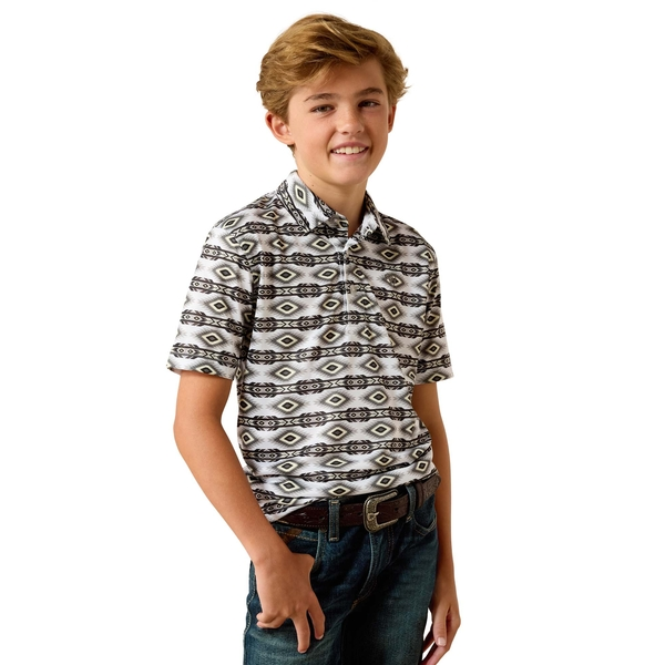 ARIAT ALL OVER PRINT PRISTINE WHITE - KIDS BOYS SHIRT - 10071205