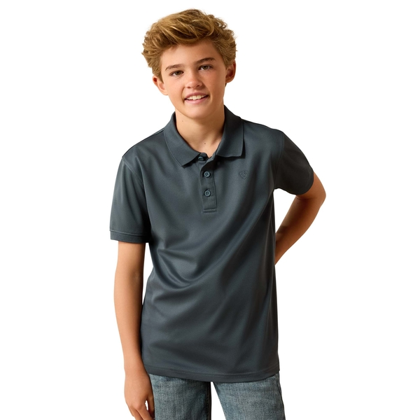 ARIAT TEK POLO DARK SLATE - KIDS BOYS POLO - 10071423