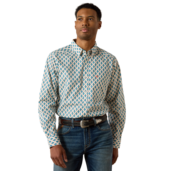 ARIAT JAZIEL FITTED WHITE SOUTHWEST - MENS SHIRT  - 10071036