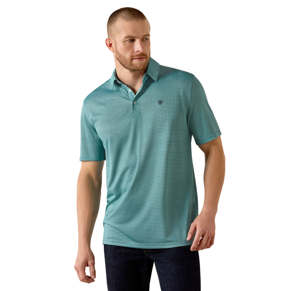 ARIAT ANGEL BLUE MOD GEO PRINT - MENS POLO  - 10071492
