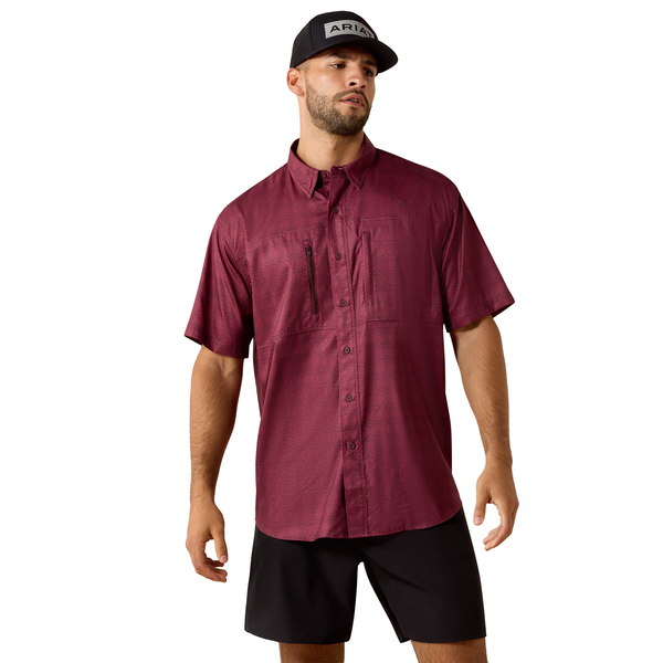 ARIAT PRINTED VENTTEK CLASSIC MAROON - MENS SHIRT  - 10071055