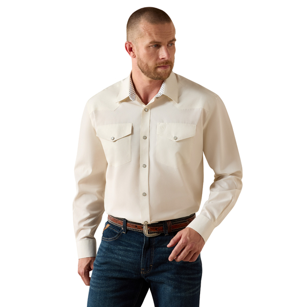 ARIAT WF PINPOINT OXFORD OFF WHITE - MENS SHIRT  - 10071106