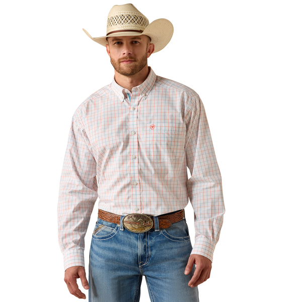 ARIAT PRO JASON WHITE PLAID - MENS SHIRT  - 10071586