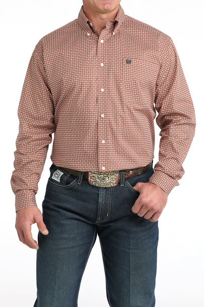 CINCH LIGHT BROWN WEAVE GEO PRINT - MENS SHIRT  - MTW1106028
