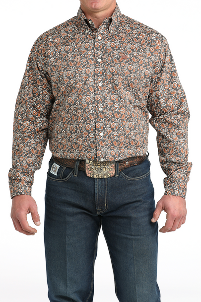 CINCH CHARCOAL FLOWER PRINT - MENS SHIRT  - MTW1106030