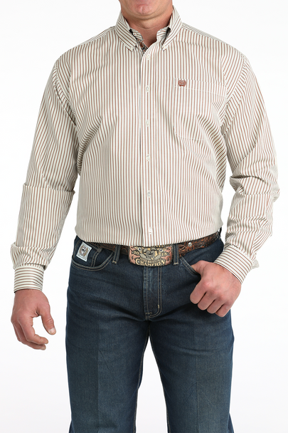 CINCH CREAM TWILL STRIPED PRINT - MENS SHIRT  - MTW1106031