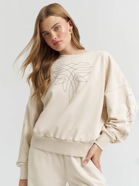 WRANGLER LAINEY WILSON SWEATSHIRT CREAM - LADIES SWEATSHIRT  - 112375627