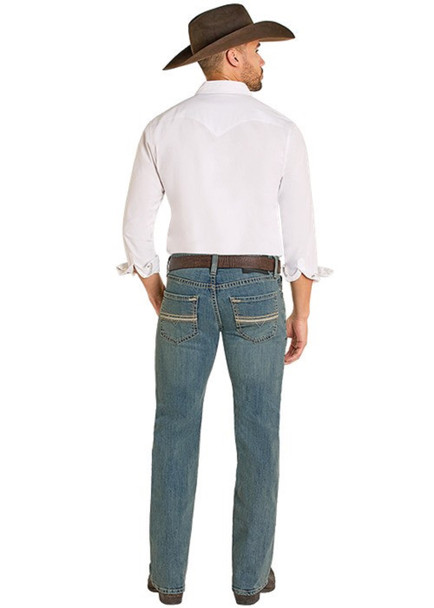 ROCK & ROLL PLEATHER EMB PISTOL STRAIGHT - MENS JEANS  - BM1PD08015