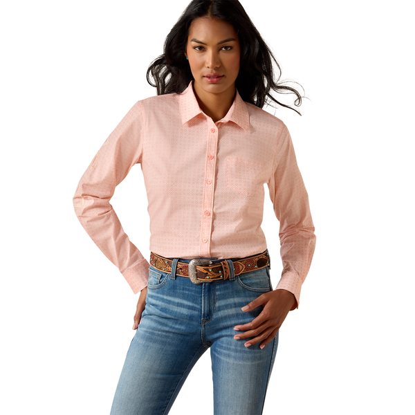 ARIAT TEAM KIRBY TROPICAL PEACH GEO - LADIES SHIRT  - 10073394