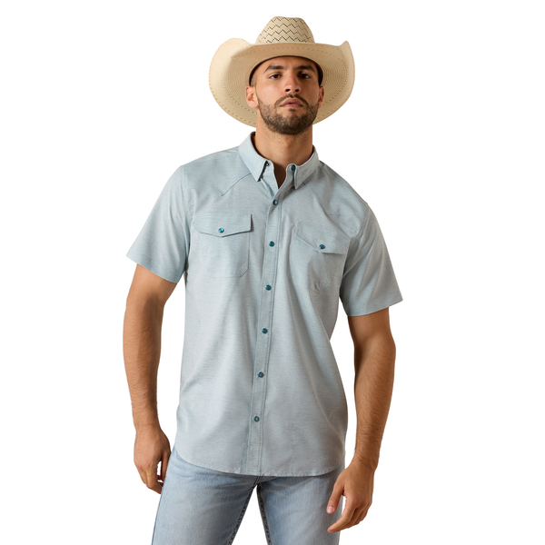 ARIAT VENTEK BLUE HEATHER SLIM FIT - MENS SHIRT  - 10071255