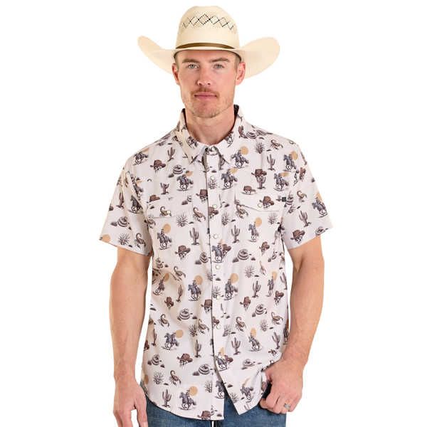 ROCK & ROLL AZTEC PRINTED TEK NATURAL - MENS SHIRT  - BMN3S08399-12