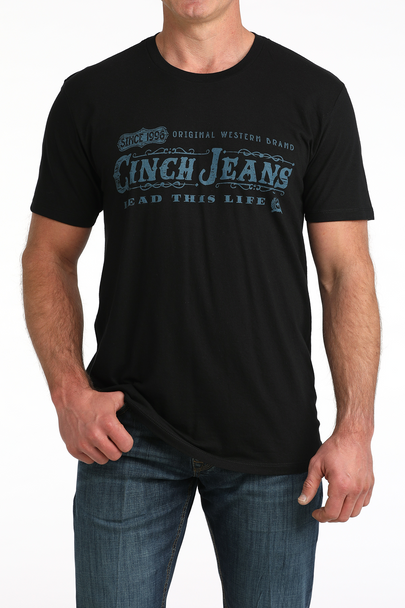 CINCH BLACK JERSEY PRINT - MENS TEE  - MTT1690713