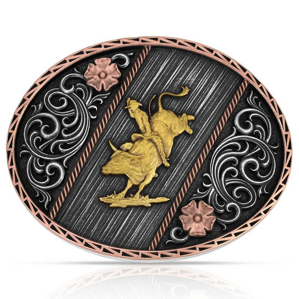 ATTITUDE BY MONTANA SILVERSMITHS TRI COLOR RODEO - ACC BUCKLE  - A1086P