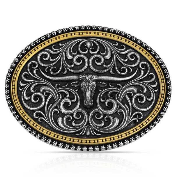 ATTITUDE BY MONTANA SILVERSMITHS TWO TONE STOCKYARD - ACC BUCKLE  - A1077P