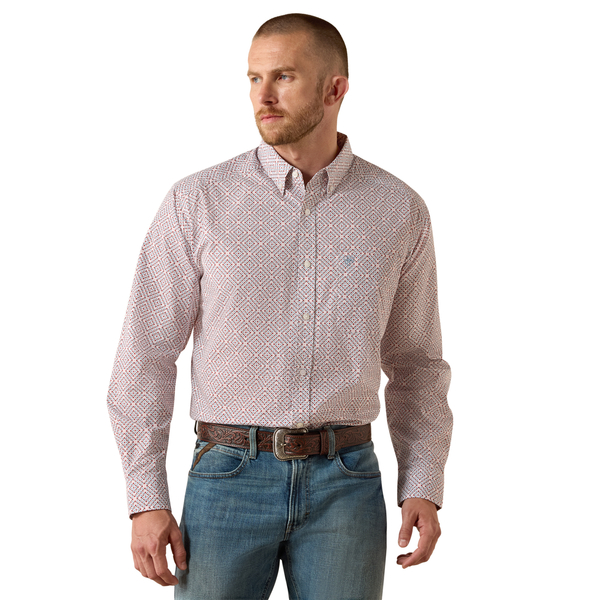 ARIAT TIERNAN CLASSIC FIT WHITE GEO - MENS SHIRT  - 10071609